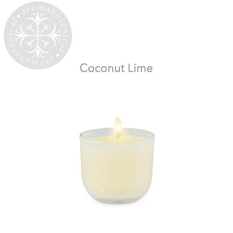 Mini bougie noix de coco et citron vert au parfum tropical rafraîchissant par Aromabotanical