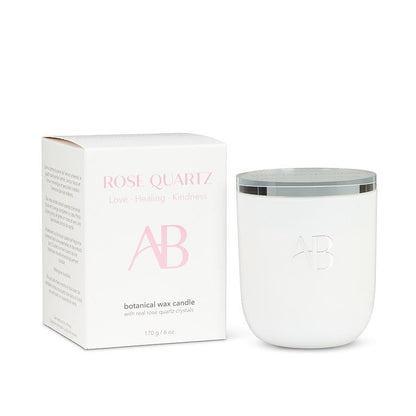 Rose Quartz Small Candle with Self-Compassion & Sandalwood Scent by Aromabotanical