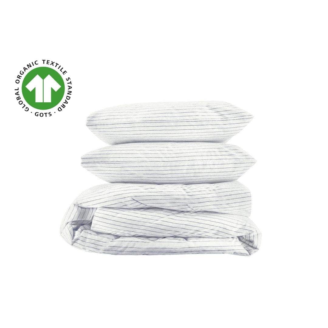 Housse de couette et taies d'oreiller en percale de coton bio essentielle