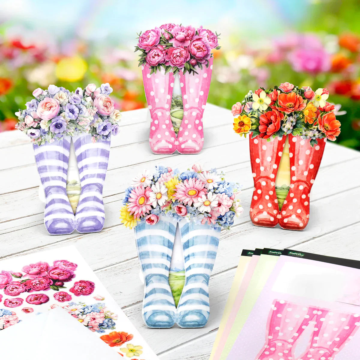 Magnifiques bottes en caoutchouc, kit de fabrication de cartes