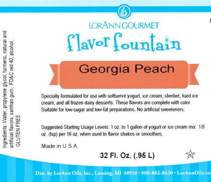 Arôme Pêche de Géorgie Flavor Fountain - 4 oz. - 32 oz. - Arômes pour crèmes glacées et boissons - LorAnn Oils - Distribution canadienne - Livraison gratuite au Canada pour les commandes de plus de 199 CAD