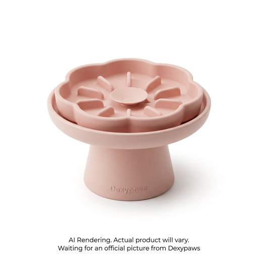 Blush Pink Flower Elevated Slow Feeder for Cats