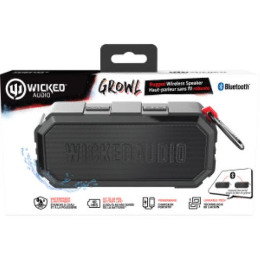 Growl Rugged Bluetooth Speaker with Powerbank- Black