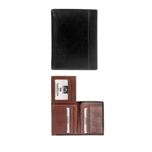 Portefeuille noir vertical pour homme avec aile unique