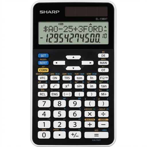 Calculatrice Financière Sharp EL738XT – Outil Commercial et Financier à 2 Lignes et 10 Chiffres