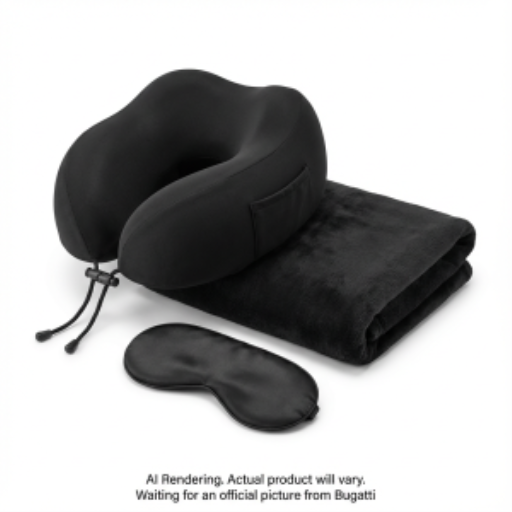 Bugatti 3 Piece Travel Set (Memory Foam Neckpillow, Silky Eye Shade, Velvety Blanket)
