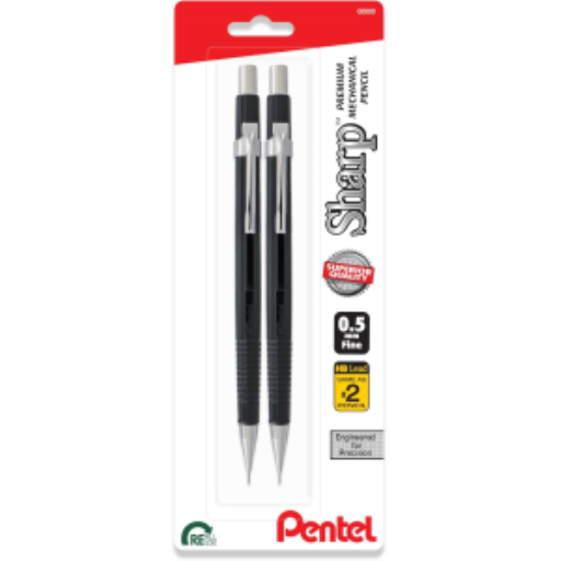P200 Mechanical Pencil (0.5mm) 2PC Pack, Black & White Barrels