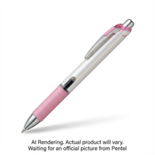 Stylo gel liquide EnerGel Pearl, (0,7 mm) Pointe métallique, Accents roses, Encre noire