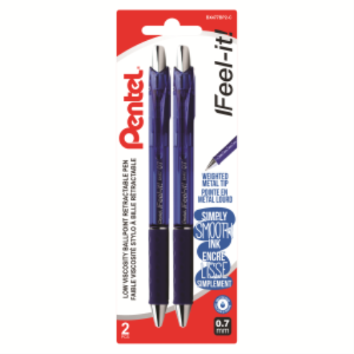 Stylo-bille rétractable Feel-It! (0,7 mm), encre bleue, paquet de 2