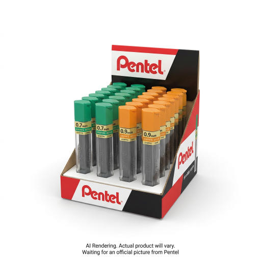 Pentel Hi-Polymer Super Lead Refill (0.7mm) & (0.9mm), 12 Leads per Tube, Assorted Display