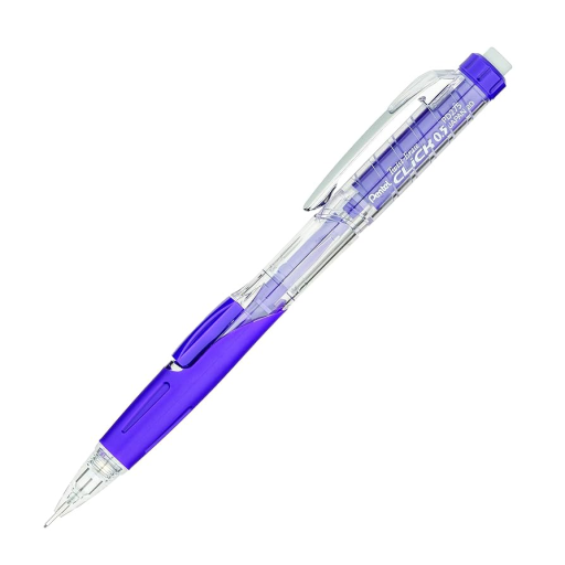 Twist-Erase Click Mechanical Pencil (0.5mm) Clear Barrel, Violet Grip