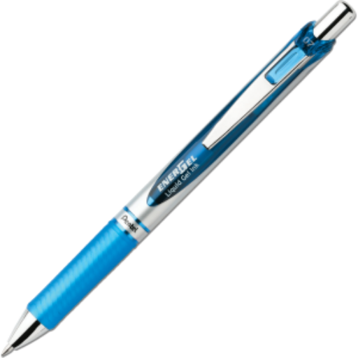 Stylo à bille rétractable EnerGel, pointe métal (0,7 mm), encre bleu ciel