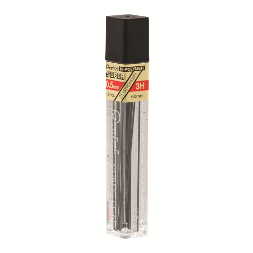 Hi-Polymer Super Lead Refill (0.5mm), 3H, 12 Leads per Tube