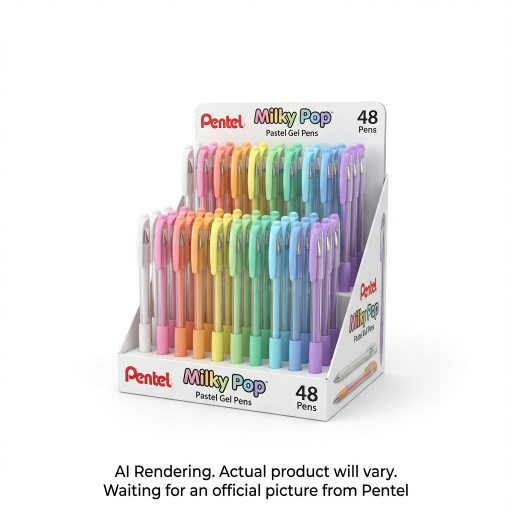 Stylo-gel Milky Pop Couleurs Pastel (0,8 mm) Présentoir assorti, 48 pièces