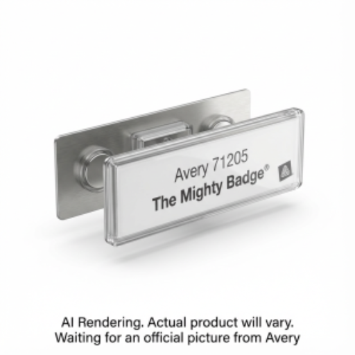 Avery Inkjet The Mighty Badge® Reusable Name Badge Kit Silver, 1" x 3", 10 badges/box