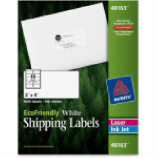 48163 ÉT. ADHÉS. BLANCHE POUR ENVOI, PERMANENTE, 2 PO X 4 PO, 100 F.