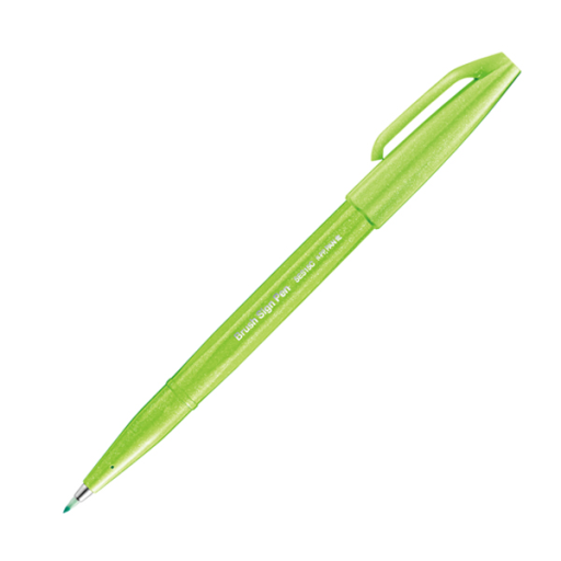 Pentel Arts Brush Sign Pen, Flexible Brush Tip, Light Green Ink