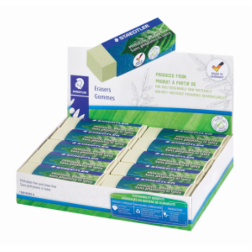 Gomme Staedtler Mars N80 d'origine végétale - Lot de 20
