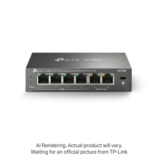 Commutateur de bureau Omada 6 ports 10/100 Mbps avec 4 ports PoE+