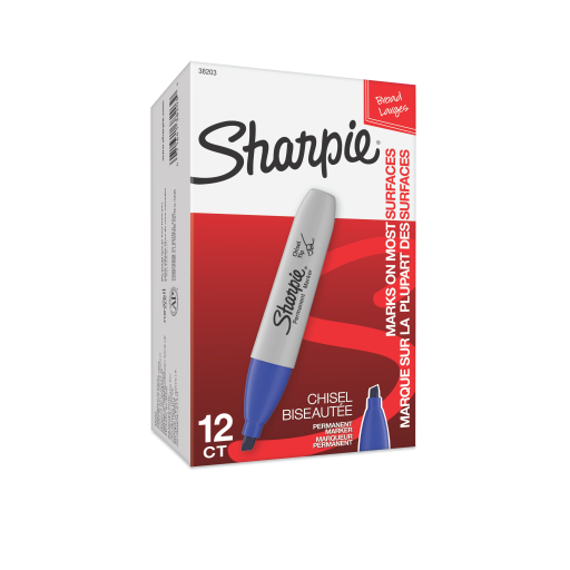 Marqueur permanent Sharpie, pointe biseautée, bleu, 1 unité