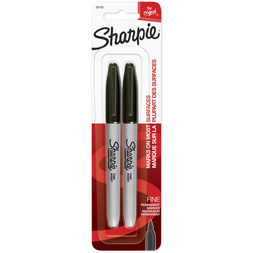 Marqueurs permanents Sharpie, pointe fine, noir, paquet de 2