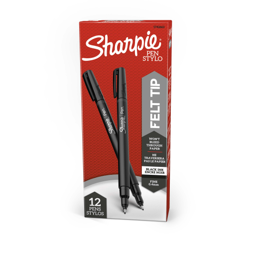 Stylo Sharpie, Feutre, Pointe fine (0,4 mm), Noir, 1 unité