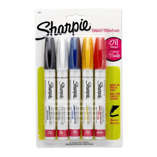 Marqueurs Peinture à l'Huile Sharpie, Pointe Moyenne, Couleurs Assorties, Paquet de 5