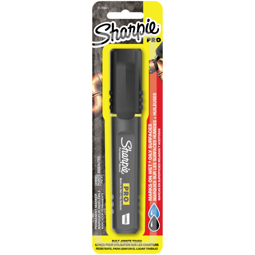 Marqueur Permanent Sharpie PRO, Pointe biseautée, Noir, 1 Unité