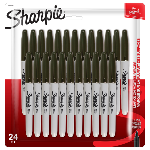 Marqueurs permanents Sharpie, pointe fine, noirs, paquet de 24