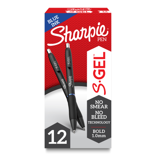 Sharpie S-Gel, Stylo Gel, Pointe Large (1,0 mm), Encre Gel Bleue, 1 Unité