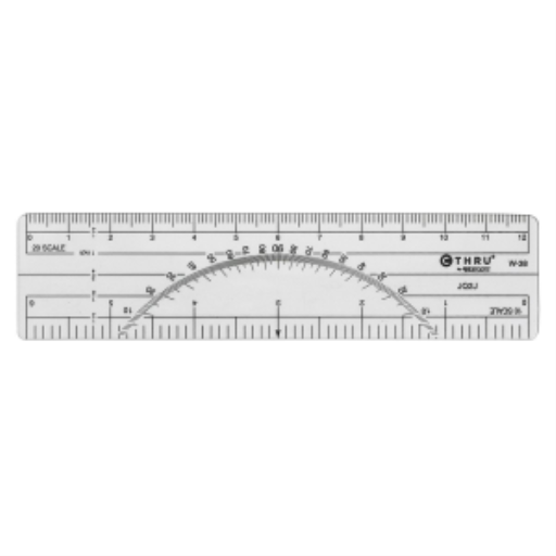 Protractor Ruler 10ths/20ths, 6”
Règle rapporteur 1/10 et 1/20 au po, 6 po