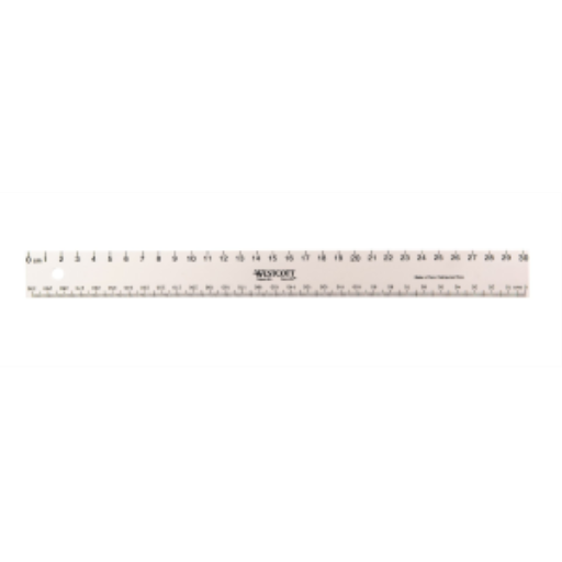 30cm White Plastic Ruler (cm 0-30, mm 0-300) / 
Règle blanche en plastique de 30 cm (cm 0-30, mm 0-300)