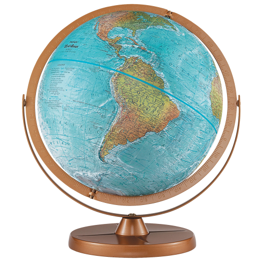 Globe terrestre Atlantis 12"/30 cm, océan bleu, avec base en métal et méridien complet (Anglais)