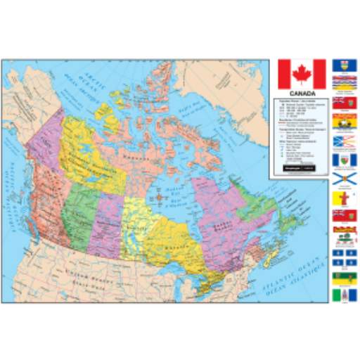 Canada 49"/124.5Cm X 33"/84Cm Wall Map (English/French)