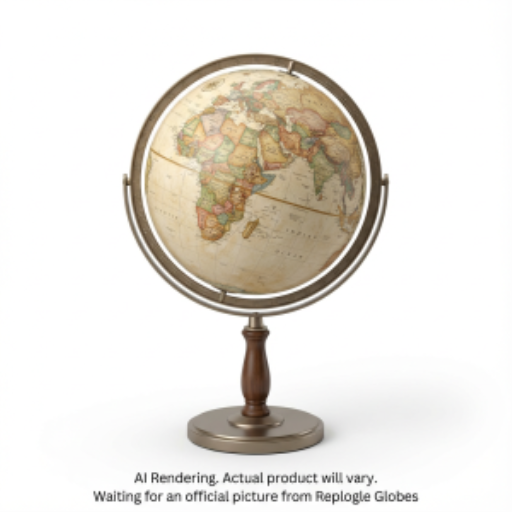 Treasury Globe 12"/30cm Diameter Antique Ocean Floor Globe With Metal and Full Meridian (English)