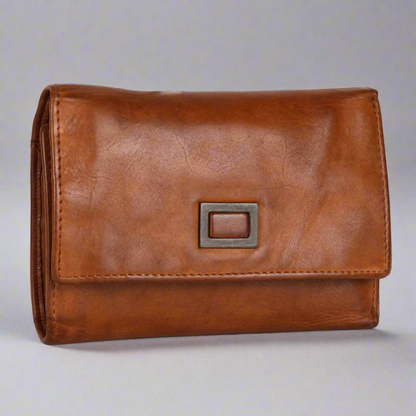 Portefeuille en cuir carré à patte MET pour femme