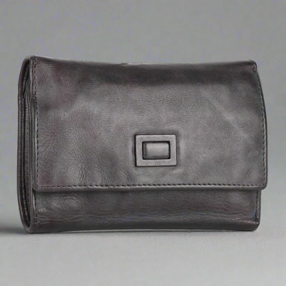 Portefeuille en cuir carré à patte MET pour femme