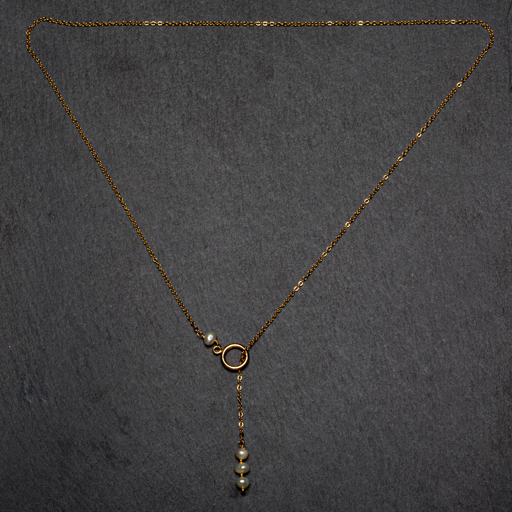 Collier Triple Perle en Plaqué Or