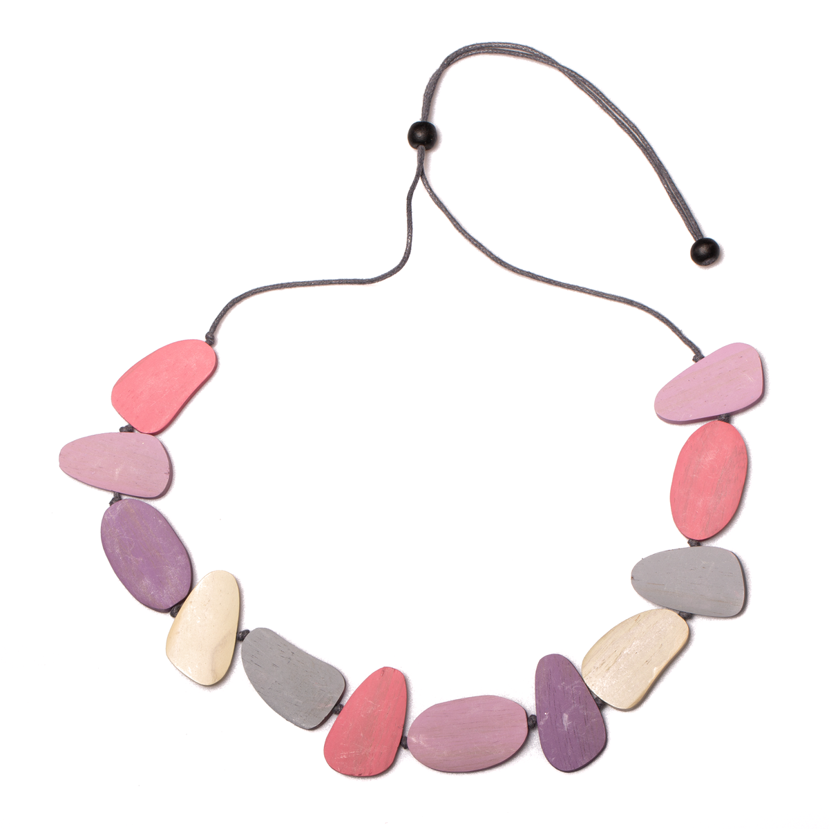 Collier galet en bois