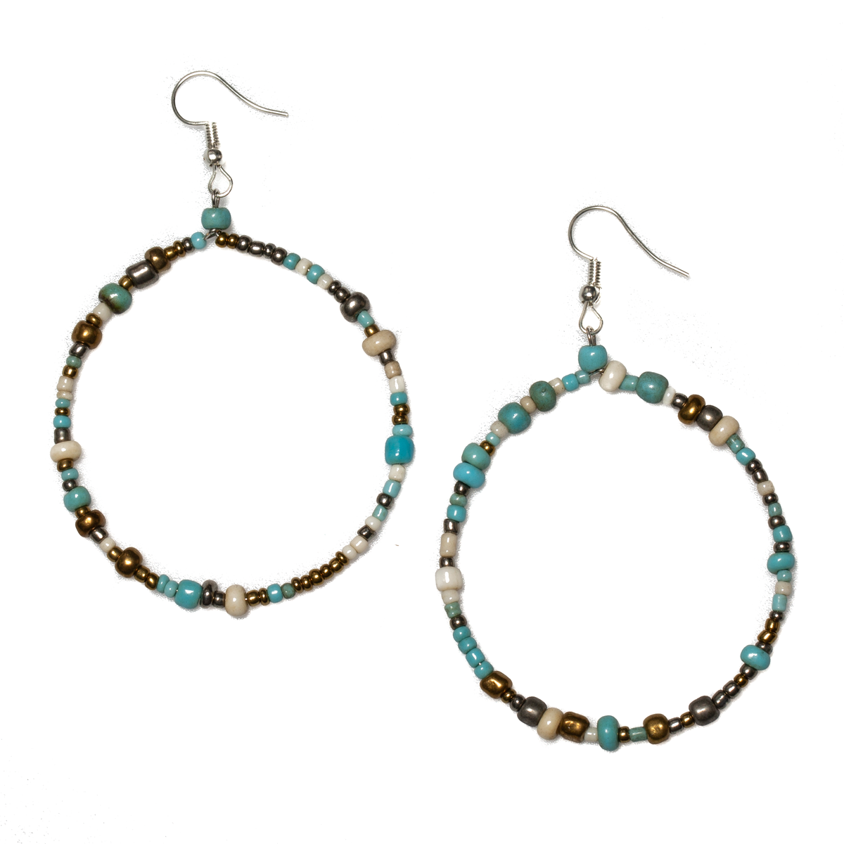 Boucles d'oreilles créoles perlées