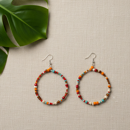 Boucles d'oreilles créoles perlées