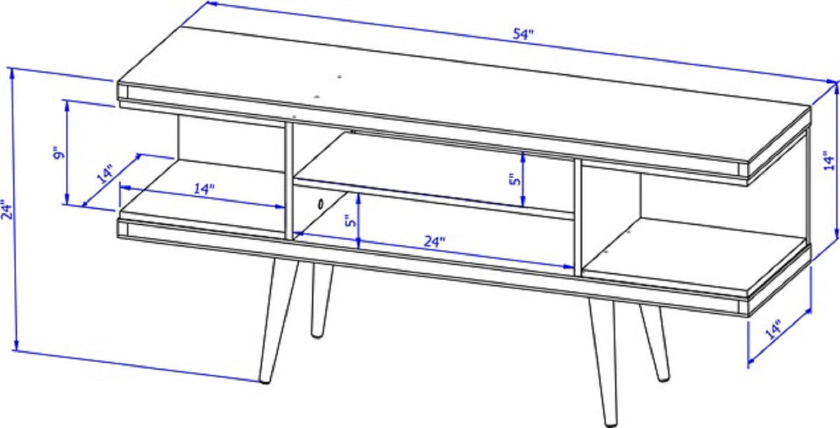 Eureka Modern 53.14" TV Stand with 4 Shelves - Black/Maple Cream