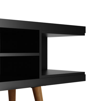 Eureka Modern 53.14" TV Stand with 4 Shelves - Black/Maple Cream