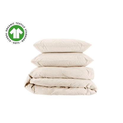 Housse de couette et taies d'oreiller en percale de coton bio essentielle