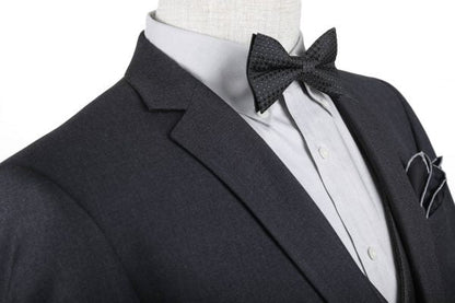 BUILD YOUR PACKAGE: Charcoal Slim Fit Suit (Package Includes 2 Pc Suit, Shirt, Necktie or Bow Tie, Matching Pocket Square, & Shoes)