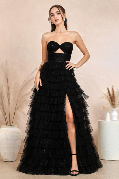 ROBE LONGUE À VOLANTS
