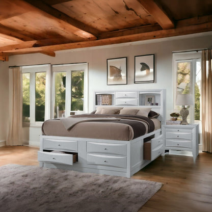 Lit plateforme de rangement à tiroirs multiples Neend - Blanc