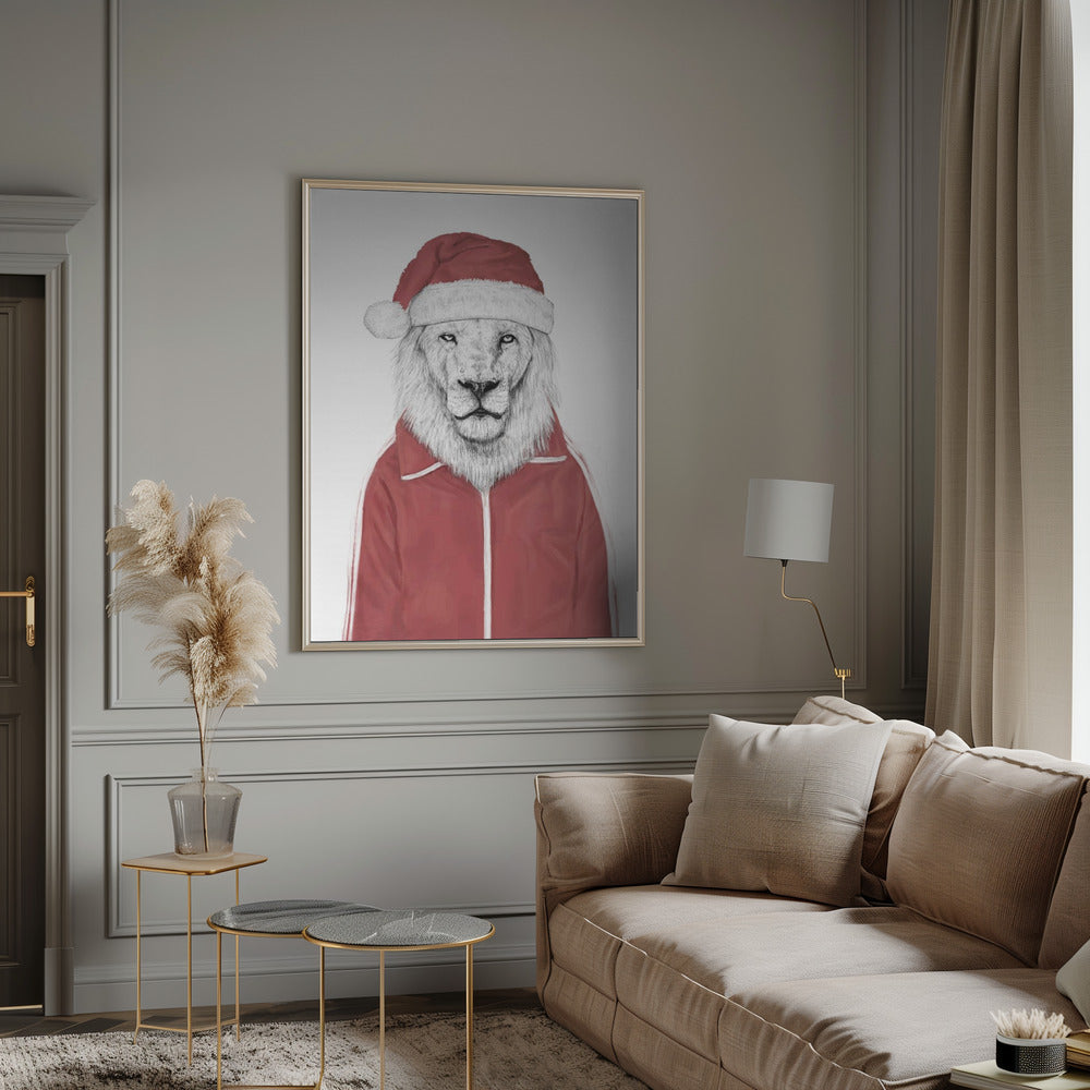 Décoration murale lion Père Noël