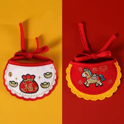 Bavoir pour animaux de compagnie « Fortune Blessing » Nouvel An chinois | Accessoire lunaire pour chiens et chats