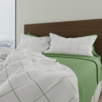 Housse de couette et taies d'oreiller en percale de coton bio essentielle